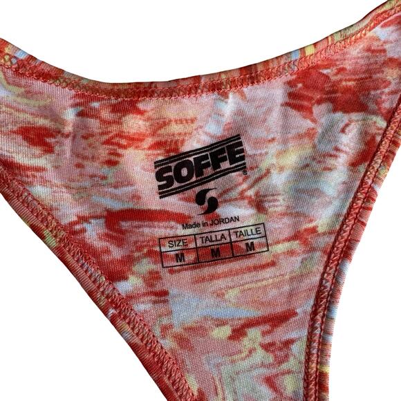 Soffe Women’s Racerback Tank Top M Red Abstract Print Stretchy Activewear - Picture 3 of 7